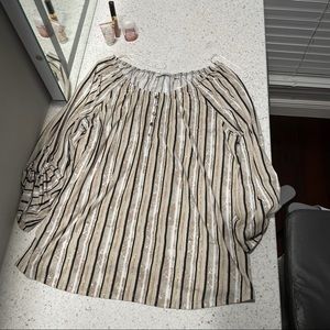 Brown, Tan & Black Striped Blouse, XL, Notations